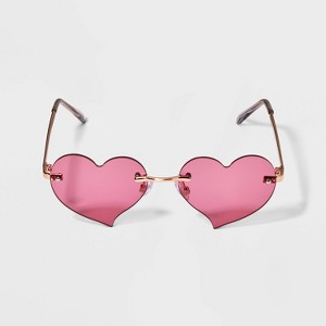 Girls' Rimless Heart Sunglasses - art class™ Pink: Maximum UV Protection, Adjustable Nose Pads, Metal Frame, Ages 10-18 - 1 of 2