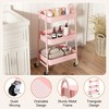ChicFurnit Kitchen Carts and Islands 3 Tier Small Rolling Cart Universal Storage Mobile Utility Cart for Kitchen, Pink, 17.4"*31"*12" - 4 of 4