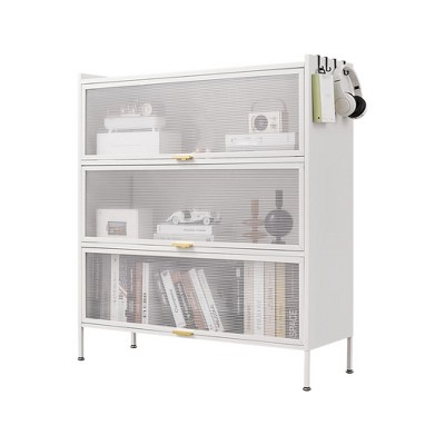 3 Tier Pantry Storage Cabinet, 43" Freestanding Bakers Rack, Metal Kitchen Food Storage Cabinet, Microwave Rack for Kitchen Dining Room