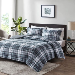 Sapphtopaz Bedding Comforter Set Quilt Set Scotchgard Down Alternative with Plaid Pattern - 1 of 4