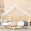MAYEERTY Full Size Metal House Bed, Kids Bedroom, White - 2 of 4