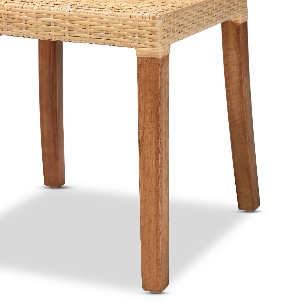 2pc CaspiaWood and Rattan Dining Chair Set Natural/Walnut - bali & pari: Solid Mango, Indonesian Craftsmanship - thumbnail 6
