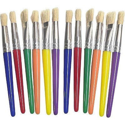 4E's Novelty 12Pcs Kids Paint Brushes, Thick Paint Tools for Kids for Arts and Crafts