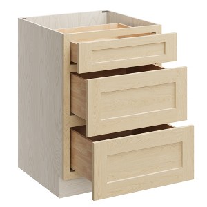 CASAINC 24 in. W x 24 in. D x 34.5 in. H Base Kitchen Cabinet with 3 Soft-Close Drawers – RTA Plywood Cabinets - 1 of 4