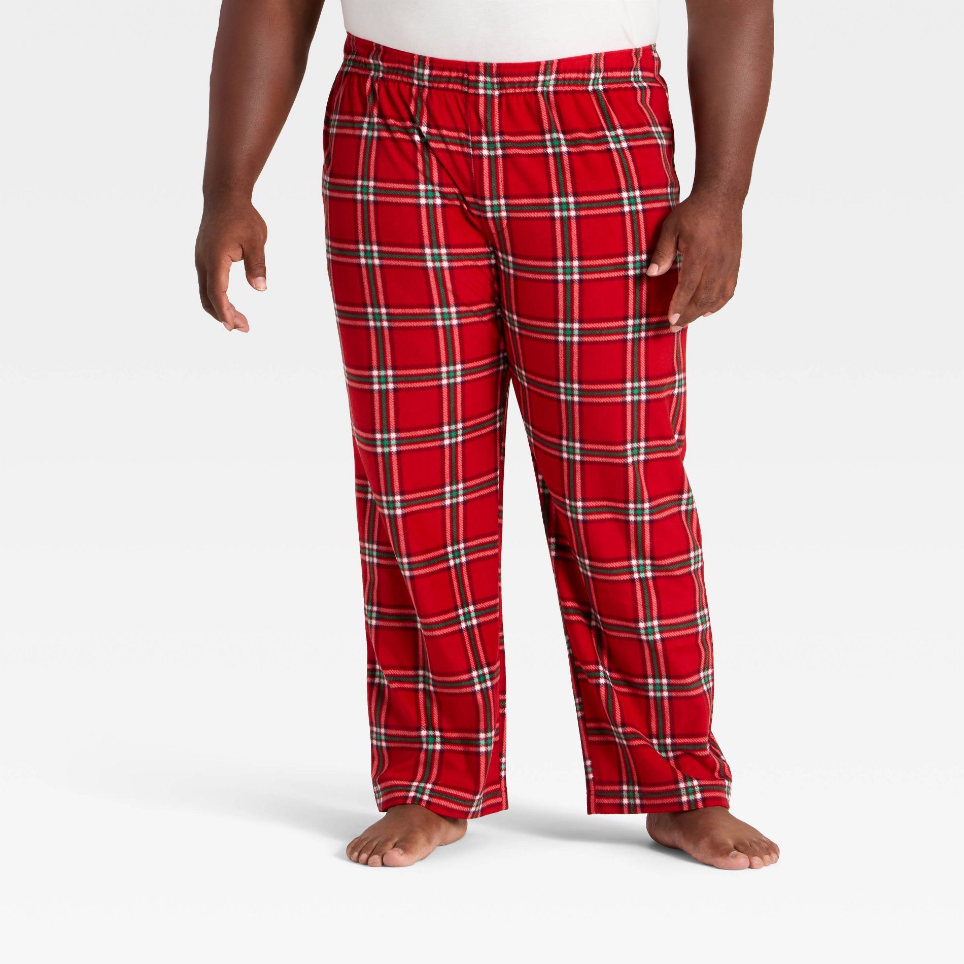 Men's Plaid Microfleece Holiday Matching Family Pajama Pants - Wondershop™ Red