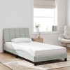 vidaXL Bed Frame with LED without Mattress "Hanko" Light Gray 39.4"x74.8" Velvet - 3 of 4