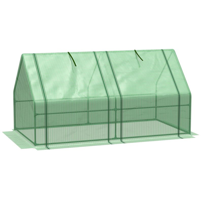 Outsunny Mini Greenhouse Portable Hot House with Large Zipper Doors & Water/UV PE Cover for Outdoor and Garden, 4 of 7