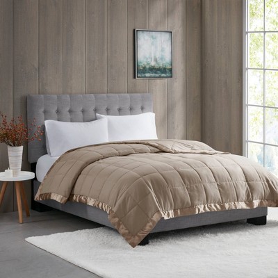 Twin Brown Down Alternative Blanket with Satin Trim