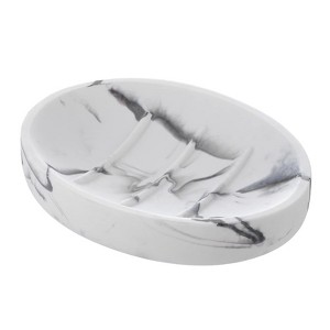 Aoibox Marble Look Soap Dish - Bar Soap Holder for Shower, Bathroom & Kitchen Sink, Resin Material, Keeps Soap Dry, Compact Oval Design - 1 of 4