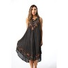 Riviera Sun Acid Wash Lace Up Embroidered Dress for Women - 2 of 4