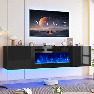 Aoxun 70" Floating Fireplace TV Stand with 36" Electric Fireplace, Wall Mounted Fireplace Entertainment Center with Storage - 1 of 4