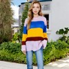 Anna-Kaci Women's Striped Knit Sweater with Bell Sleeves and Colorful Details for Casual Looks - 4 of 4