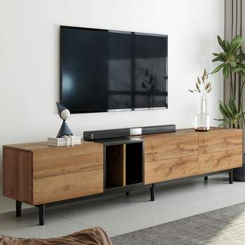 Modern TV Stand for TVs up to 80'', Entertainment Center with Large Storage Cabinet-ModernLuxe