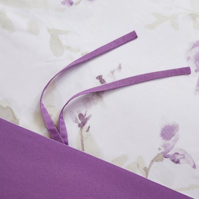 Madison Purple Twin Microfiber Floral Duvet Cover Set