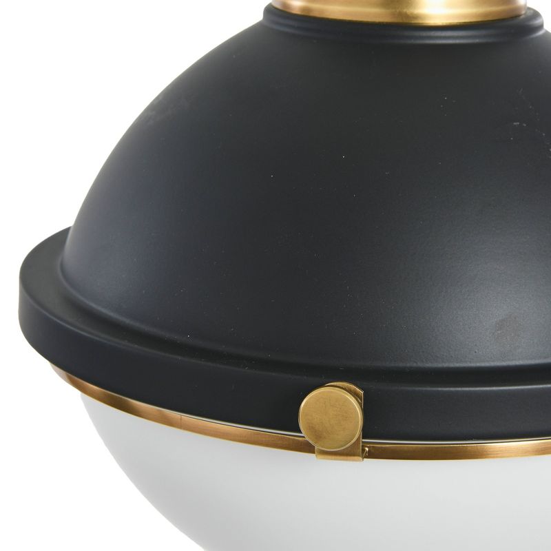 Robert Stevenson Lighting Cameron 2-Tone Metal and Frosted Glass Ceiling Light Matte Black and Natural Brass, 5 of 8