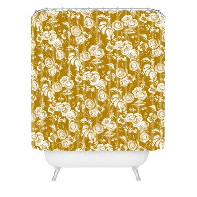 Floral Sketch Ginger Shower Curtain Bold Gold - Deny Designs