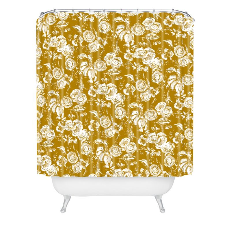 Floral Sketch Ginger Shower Curtain Bold Gold - Deny Designs, 1 of 7