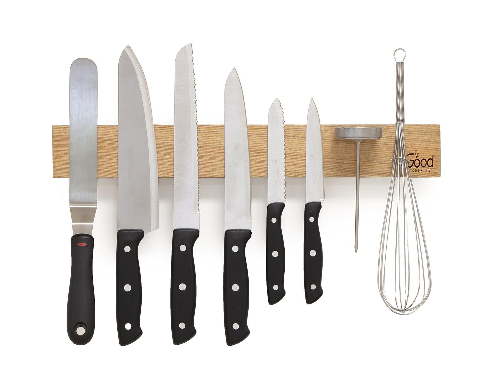 Good Cooking Magnetic Knife Strip w XL 18" Design- Powerful Magnet Wooden Knife Rack