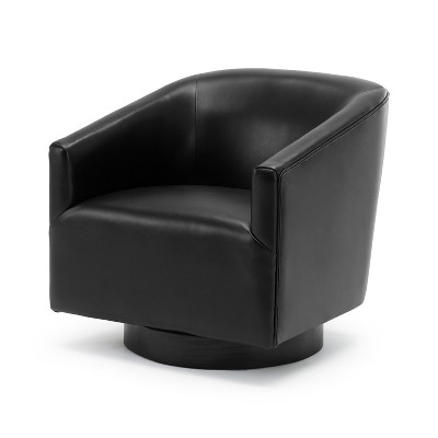 NicBex Faux Leather Swivel Accent Chair,Upholstered Swivel Living Room Chairs with Curved Backrest and Wood Base,Club Chairs for Living Room