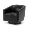PAGED Fabric Accent Chair with Solid Wood Base, 360° Swivel Lounge Chair for Living Room, Bedroom, Study, Navy Blue - 3 of 4