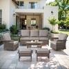 POCASSY 6 Piece All Weather Wicker Patio Furniture Set, Outdoor Conversation Set with Patio Sofa Couch Swivel Patio Chairs Coffee Table and Ottomans - 3 of 4