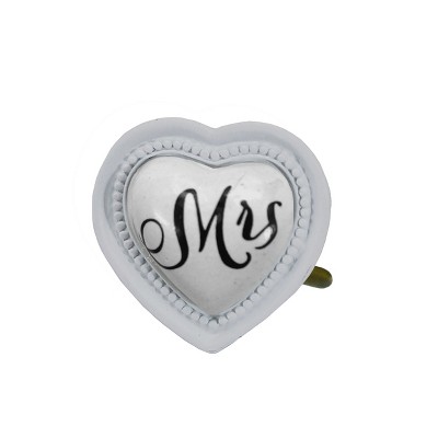 VIP Metal 2.5 in. White Mrs Heart Shaped Knob
