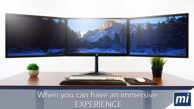 Black Triple Monitor Stand with Adjustable Arms
