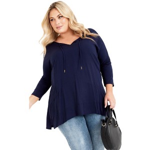 Avenue Women's Plus Size Sheila Mix Media Top - 1 of 4