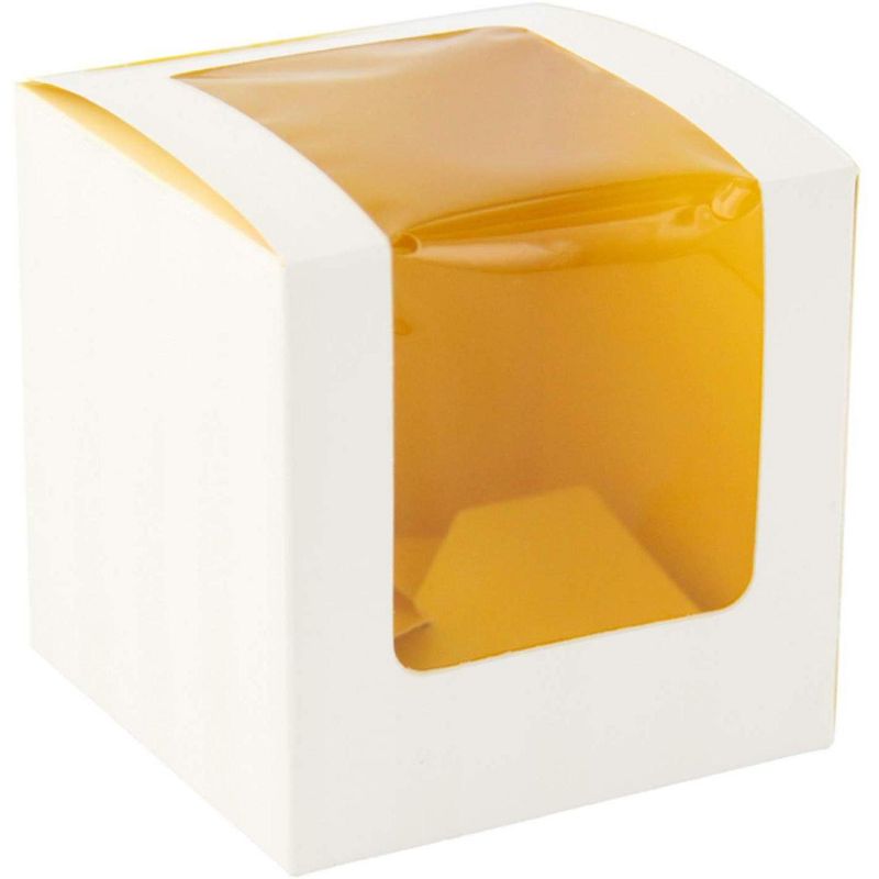 PacknWood 209BCKF1 Cupcake Boxes with Yellow Window - Colored Box Cup Cake Carrier (3.3" x 3.3" x 3.3") (Case of 100), 2 of 3