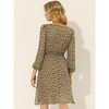 Allegra K Women's Boho Floral V Neck Tie Waist Long Sleeve Chiffon Wrap Midi Dress - 3 of 4