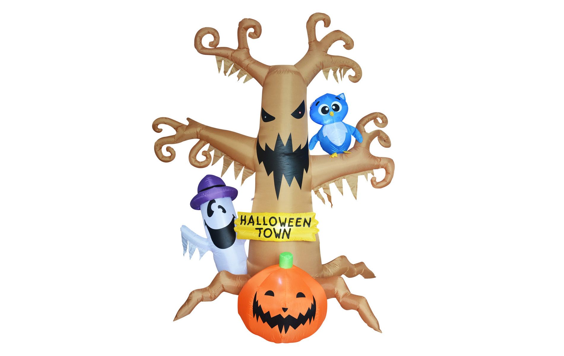 GOOSH 8ft Light-Up Inflatable Tree with Ghost Halloween Yard Decoration