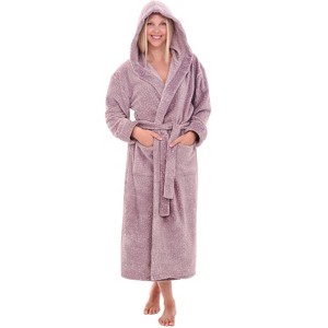 ADR Plush Fleece Robe for Women, Long Hooded Bathrobe with Hood, Plus Size - 1 of 3