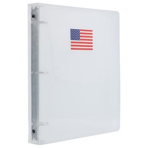 JAM Plastic 1 in Binders, 3 Metal Rings Binder, American Flag Clear, Sold Individually - 1 of 1