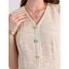 INSPIRE CHIC Women's Sleeveless Tweed V Neck Button Decor Work Office Pencil Dress - 4 of 4