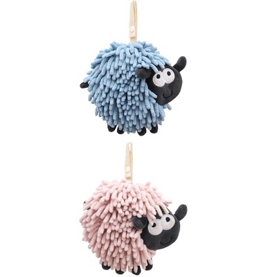 REGALWOVEN Cute Sheep Shape Chenille Soft Absorbent Hand Towels 2 Pcs