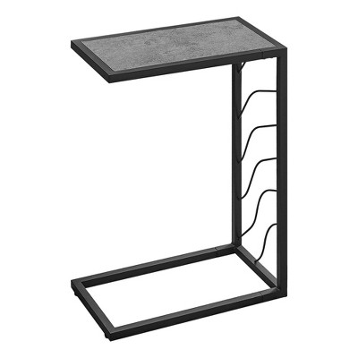 Monarch Specialties Accent Table C-Shaped End Side Snack Living Room Bedroom Metal Laminate Grey Black Contemporary Modern
