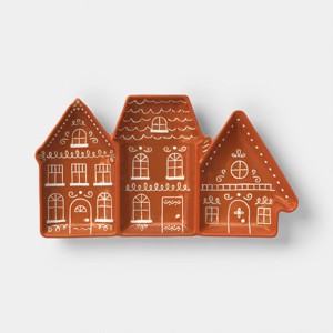 14.125" Stoneware Sectioned Christmas Gingerbread Serve platter - Wondershop™ - 1 of 3