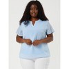 Agnes Orinda Women's Plus Size Pin Dots Notched V-Neck Dressy Trendy Fashion Casual Summer Blouses - 3 of 4