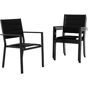 homfan Patio Dining Chairs Set of 4 with Backrest,Washable Patio Chair Set with Aluminum Frame and Armrests Stackable - 1 of 4