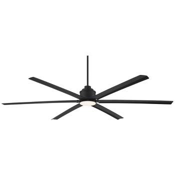 84" Casa Vieja Modern Industrial Outdoor Ceiling Fan with Dimmable LED Light Remote Control Matte Black Wet for Patio Exterior