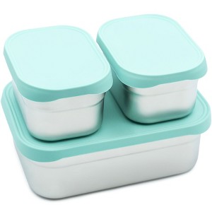 WeeSprout Stainless Steel Lunch Box Set - Pastel Mint - 1 of 4