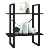 vidaXL Bookshelf, Open Shelf Bookcase 2-Tier Book Cabinet, Wall Bookshelf for Office Living Room, Shelving Unit, Scandinavian, Black Engineered Wood - 4 of 4