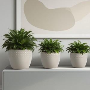 Wooakway 15" Dia Outdoor Indoor Ceramic Planter Pot Decorative Planter with Drainage Hole Patio Flower Pot - 1 of 4