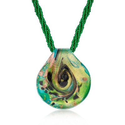 Ross-Simons Italian Green Murano Glass Multi-Strand Pendant Necklace With 18kt Gold Over Sterling Size 18