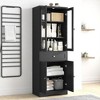Tall Bathroom Storage Cabinet with Glass Doors, 1 Drawer, Adjustable Shelf & Multi-Tier Storage, Black, 14.5" Wide - 2 of 4