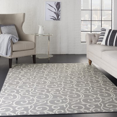 Abstract Charcoal Gray 6'x9' Hand-Tufted Synthetic Area Rug