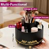 Mber Makeup Brush Holder Organizer, Pencil Pen Holder Cup for Desk Organizer, 360° Rotating Makeup Brushes Holder for Vanity Cosmetic Organizer, Black - 2 of 4