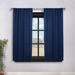 Classic Modern Solid Room Darkening Semi-Blackout Curtains, Rod Pocket, Set of 2 by Blue Nile Mills - 1 of 4
