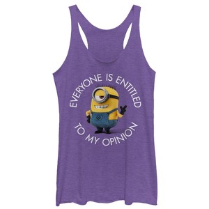 Women's Despicable Me Minion My Opinion Racerback Tank Top - 1 of 3