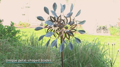 Blue and Brown Iron Dual-Blade Garden Wind Spinner